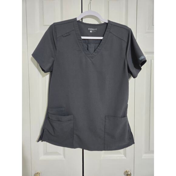 Medcouture m women's charcoal grey scrub top - Picture 1 of 9